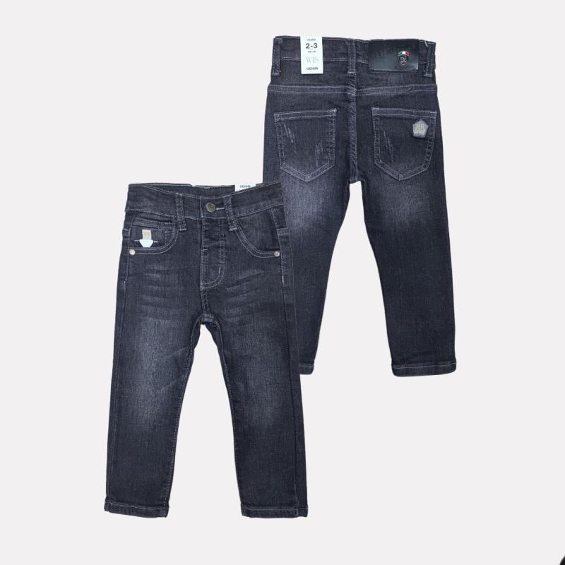 パンツ キッズ 男の子 デニム ロングパンツ 黒 9分丈 運動着 春秋 中厚手 ウエストゴム 綿85%