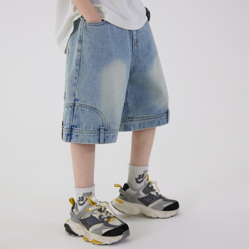 子供服 パンツ 男の子 夏 デニム ハーフパンツ 薄手 ワークパンツ カジュアル ファッション 5分丈パンツ 短パン 普段着 B類 柔らかい 120cm 130cm 140cm 150cm 160cm 170cm ブルー