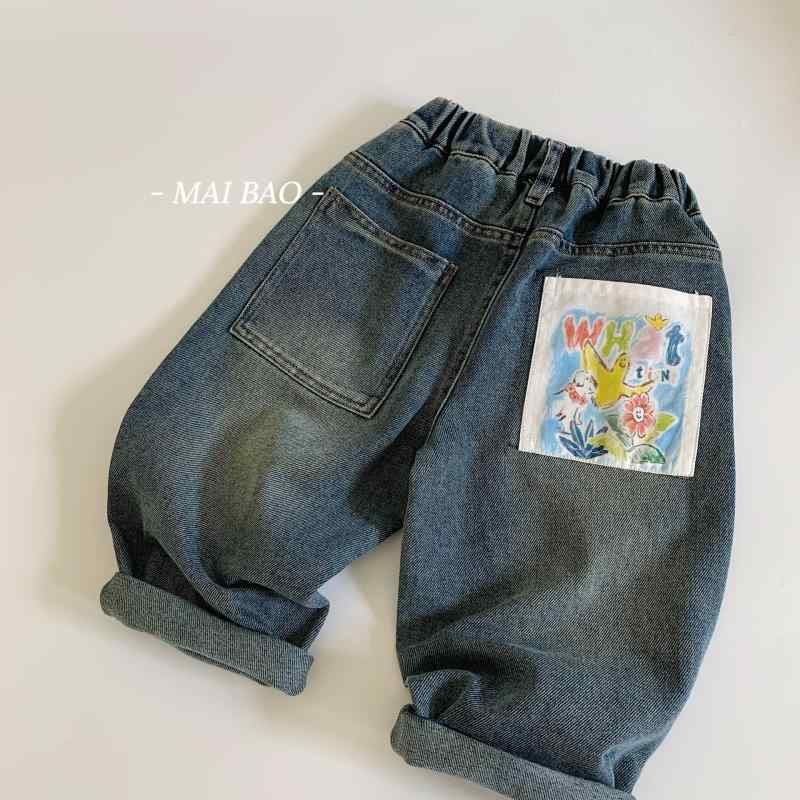子供用ジーンズ 春秋物 ベビー 幼児 カジュアルパンツ ボーイズ ロングパンツ ジーパン デニム 中厚手 ウエストゴム 90cm 100cm 110cm 120cm 130cm 140cm