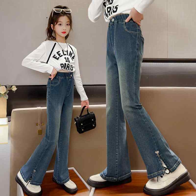 Other - 子供服 デニムパンツ 女の子 ワイドパンツ 春秋 長ズボン ガールズ 女児 ロングパンツ ジュニア ジーパン ボトムス 普段着 韓国風 伸縮性