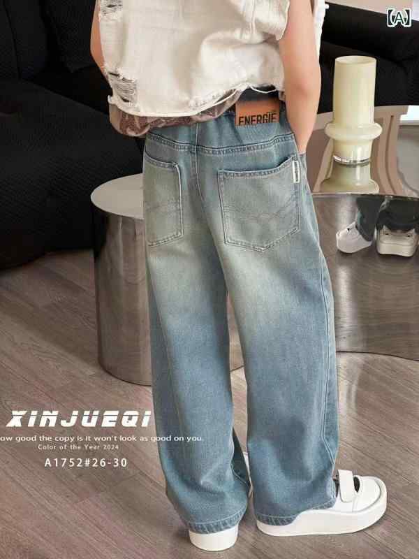 子供用ジーンズ 男の子 デニムパンツ 春秋 ロングパンツ 刺繍 中 крупный 子供 B类 120cm 130cm 140cm 150cm 160cm 170cm