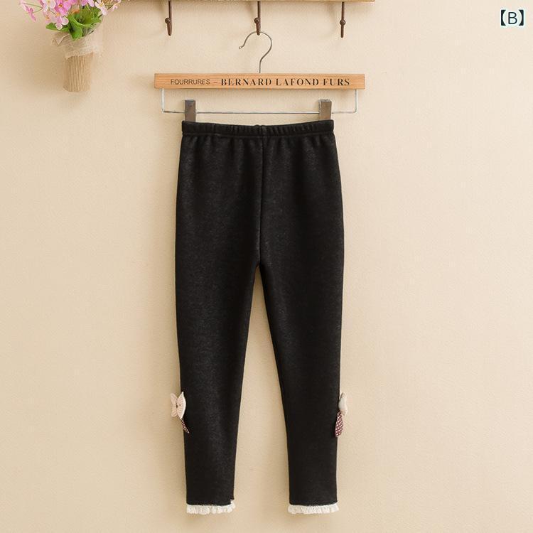 シャドーテールのパンツ 女の子 子供 裏起毛 デニム風 レギンス スパッツ ズボン 春秋 伸縮性 普段着 かわいい 花柄 90cm 100cm 110cm 120cm 130cm 140cm 150cm｜アングル2