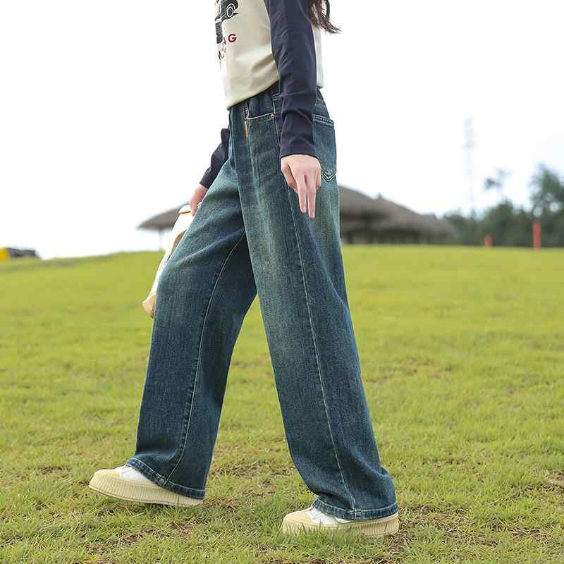 子供用ジーンズ 女の子 秋物 デニムパンツ ロングパンツ ストレートパンツ Bクラス 140cm以上 ブルージーンズ 普段着 通学着 ガールズ 120cm 130cm 150cm 160cm 170cm 180cm