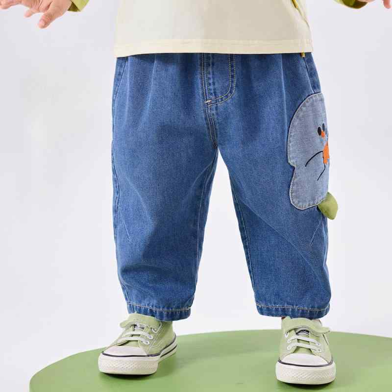 パンツ キッズ デニムパンツ 春秋 韓国風 子供服 男の子 長ズボン 春 女の子 カジュアル 80 90 100 110 120 130 ブルー