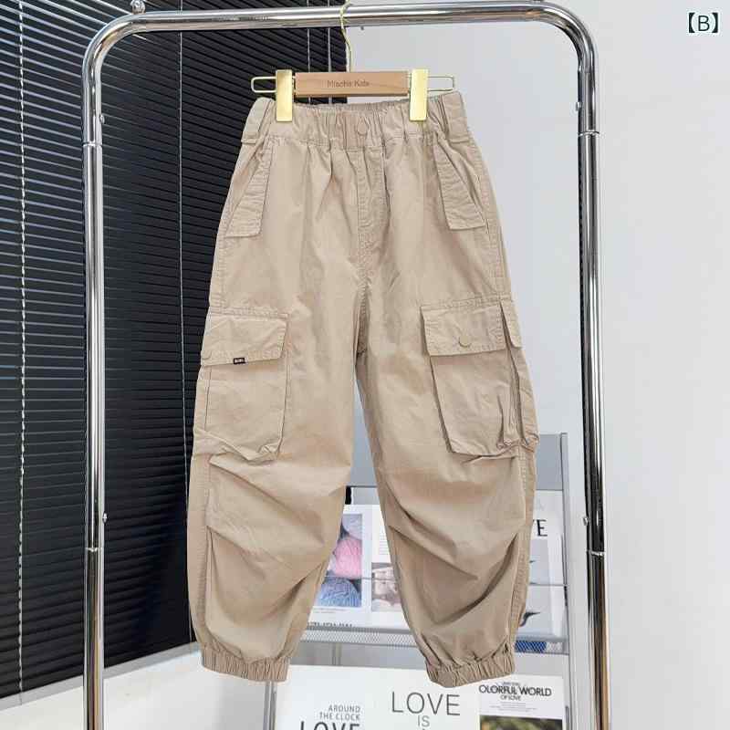 子供服 パンツ 男の子 中 বড় キッズ デニム カーゴパンツ カジュアルパンツ 長ズボン 黒 ブラック カーキ色 秋冬 普段着 部屋着