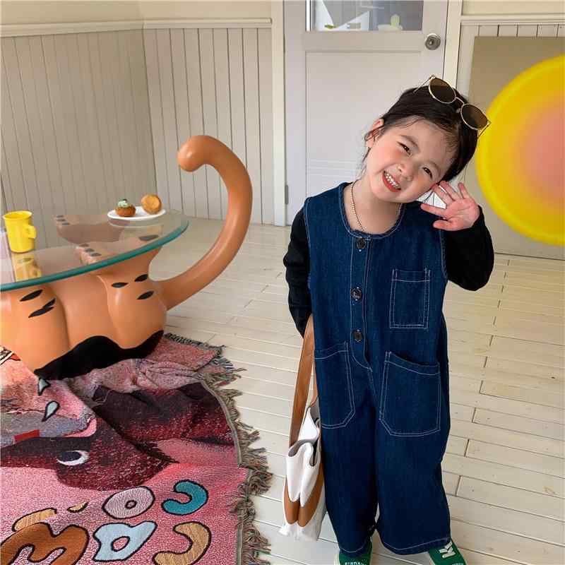 子供服 女の子 オーバーオール デニム ロングパンツ 春秋 無袖 ノースリーブ ワークパンツ ブルマ かわいい おしゃれ 普段着 中小童 80cm 90cm 100cm 110cm 120cm 130cm