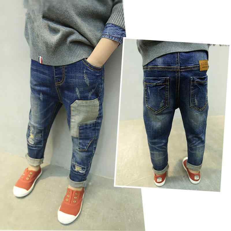 子供用ジーンズ 男の子 春秋 デニムパンツ 中厚手 長ズボン ウエストゴム カジュアルパンツ 110 120 130 140 150 160