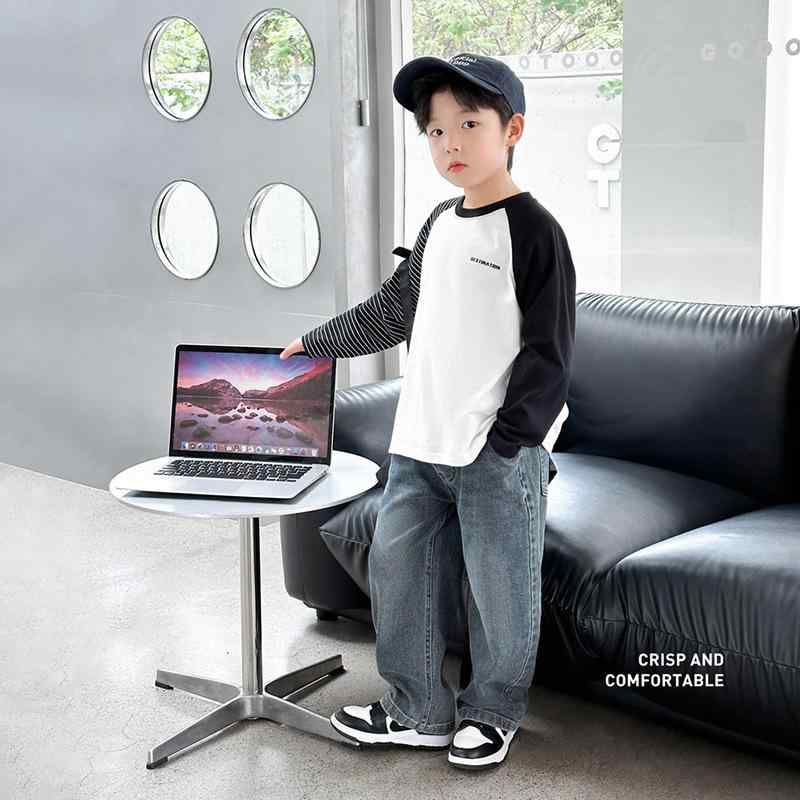 子供用ジーンズ キッズ 男の子 ストレート ワイドレッグパンツ 春秋 高学年 デニムパンツ ロングパンツ ゆったり 普段着 韓国風 140cm 150cm 160cm