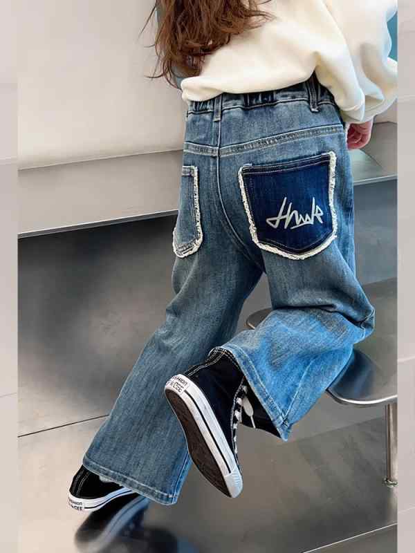 子供服 ジーンズ 女の子 デニムパンツ 春秋 ゆったり カジュアル ロングパンツ 女児 ガールズ 110cm 12..