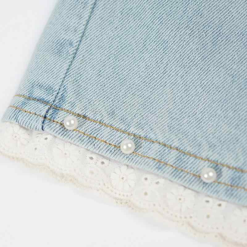 子供服 デニムパンツ 女児 ベビー キッズ 裾フリル ゆったり ワイドレッグ ロングパンツ ブルージーン..