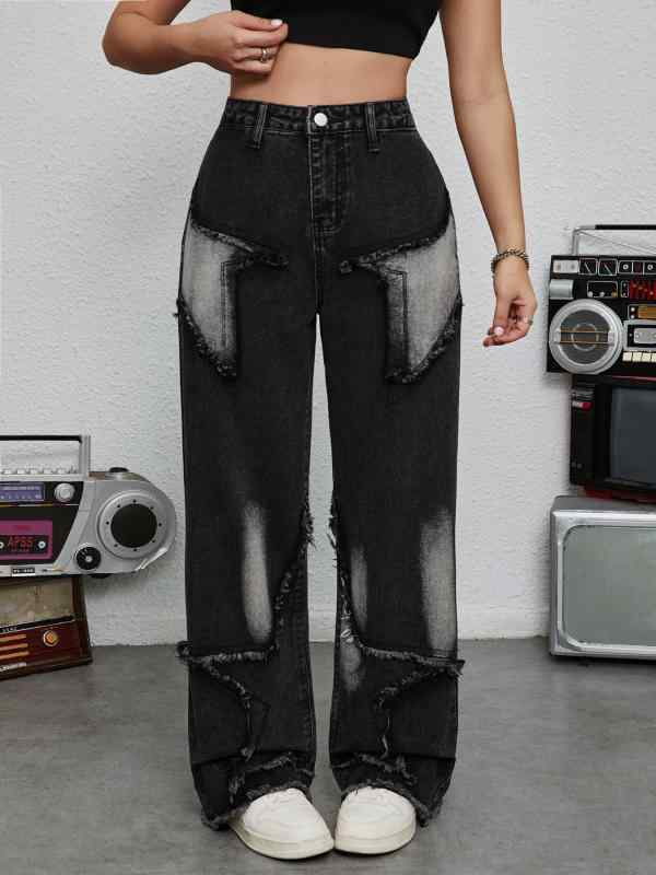 デニムパンツ ガールズ 女児 女の子 子供服 ジュニア ワイドレッグ 高腰 切り替え 13歳 14歳 15歳 16歳 ブラック ブルー