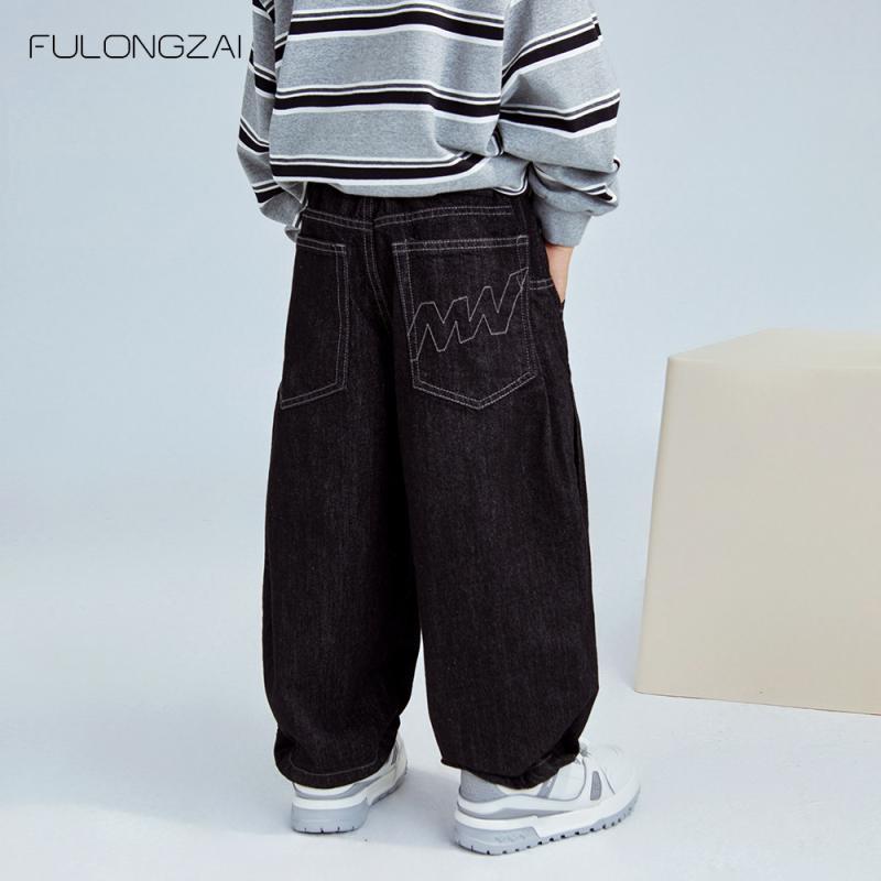 ジーンズ キッズ 男女兼用 子供服 デニムパンツ ストレートパンツ ロングパンツ 中厚手 コットン混紡 ..