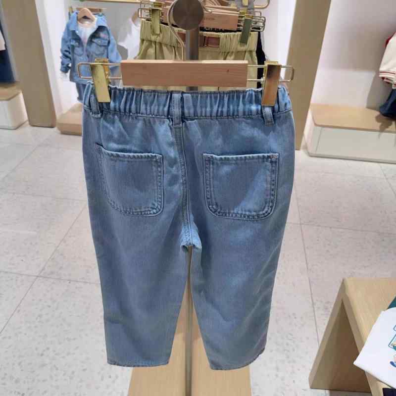 子供服 デニムパンツ ガールズ 長ズボン 春秋 刺繡 ウエストゴム 柔らかい コットン100% 普段着 110cm ..
