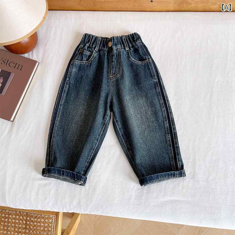 子供服 デニムパンツ 長ズボン キッズ 男の子 春秋 ズボン 綿混紡 アルファベット ...