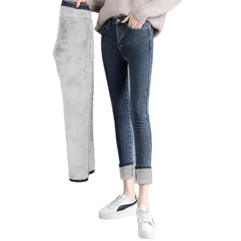 Long Pants - デニム レディース 防寒 裏起毛 あったか スキニー ジーンズ ストレッチ スリム 暖か 美脚 ジーパン ズボン パンツ 高見え 高品質 カジュアル 通勤着 普段使い 黒 ブラック系