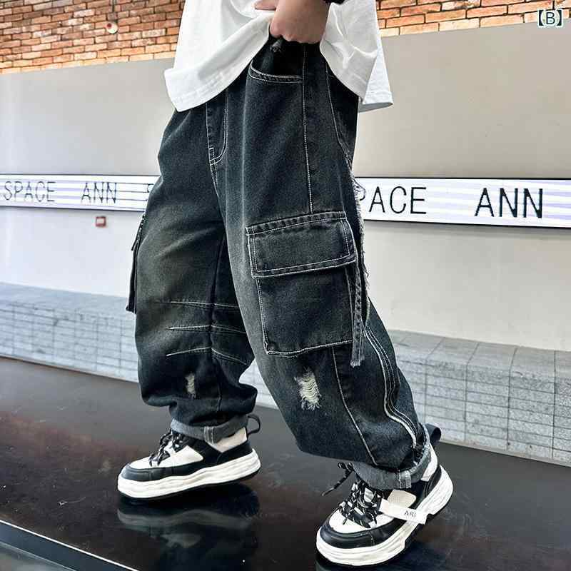 子供用ジーンズ 春秋 中大 дет 春物 ワークパンツ 男の子 秋 普段着 ロングパンツ ...