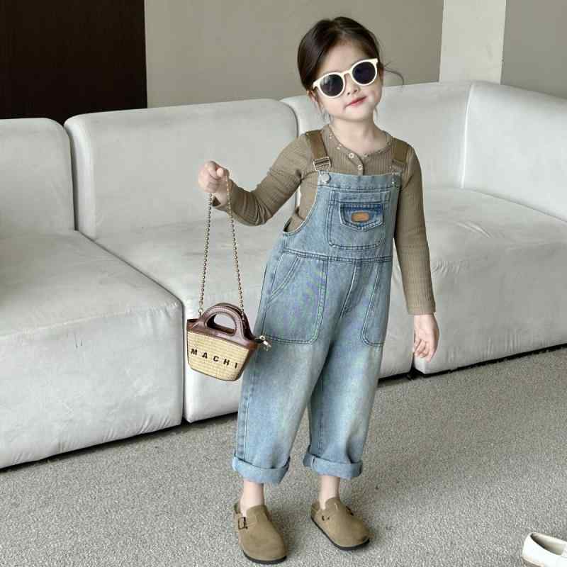 子供服 パンツ 女の子 デニム 春物 デニムパンツ 韓国風 ジーンズ 背当て付き ズボン 中小子供 100 110 120 130 140