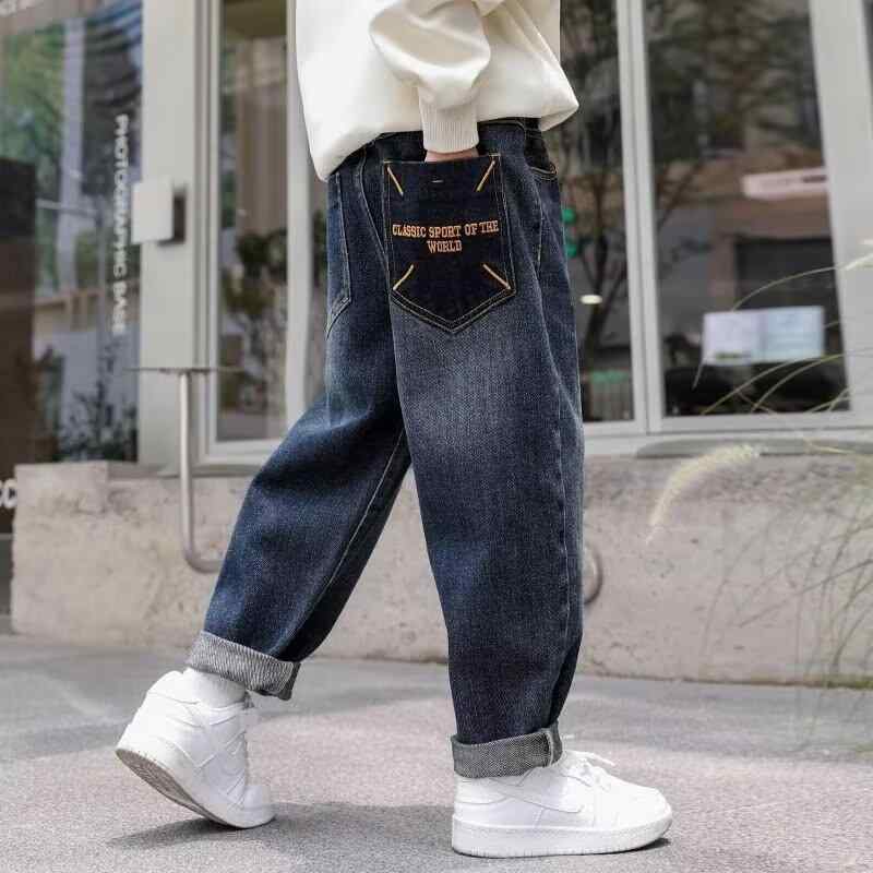 子供服 パンツ 男の子 デニムパンツ 春秋 中高学年 ボーイズ ロングパンツ ズボン 綿 伸縮性 普段着 通学着 ブルー