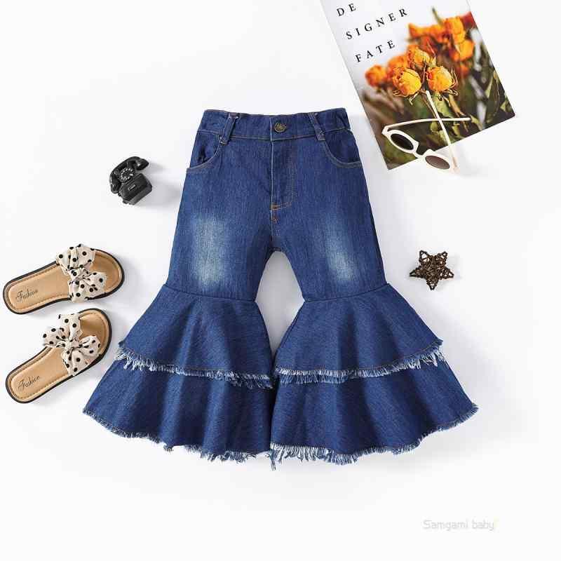 子供服 ガールズ デニムパンツ ジーンズ 長ズボン 春秋 中小 子供 向け 裾フリンジ...