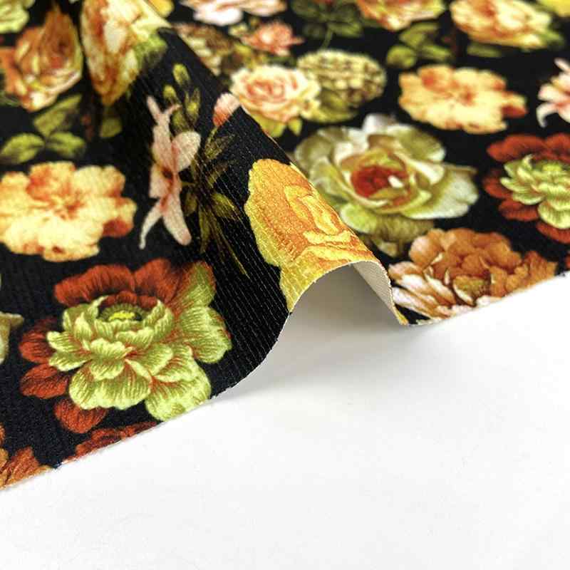 生地 秋冬 大花柄 コーデュロイ ポリエステル 服地 抱き枕 ソファ クッション カバー ホームウェア テ..