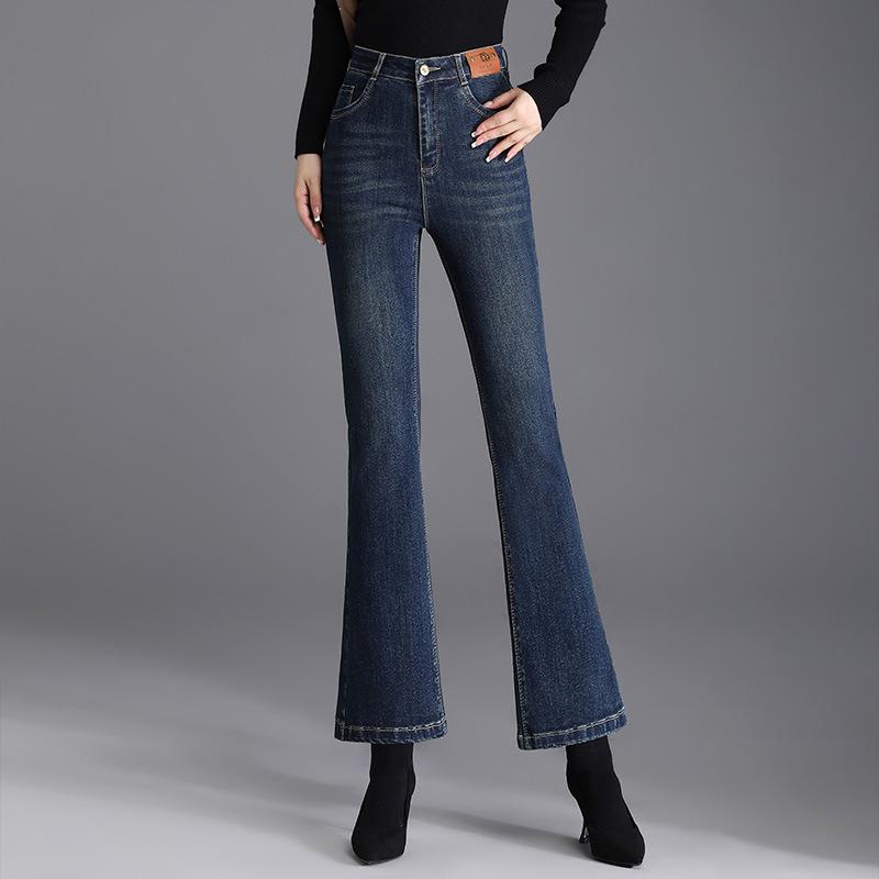 ジーンズ レディース ファッション 九分丈 ストレッチ 美脚 小柄 ベルボトム ハイウエスト 綿 混紡 ジーパン デニムパンツ 通勤 スタイル