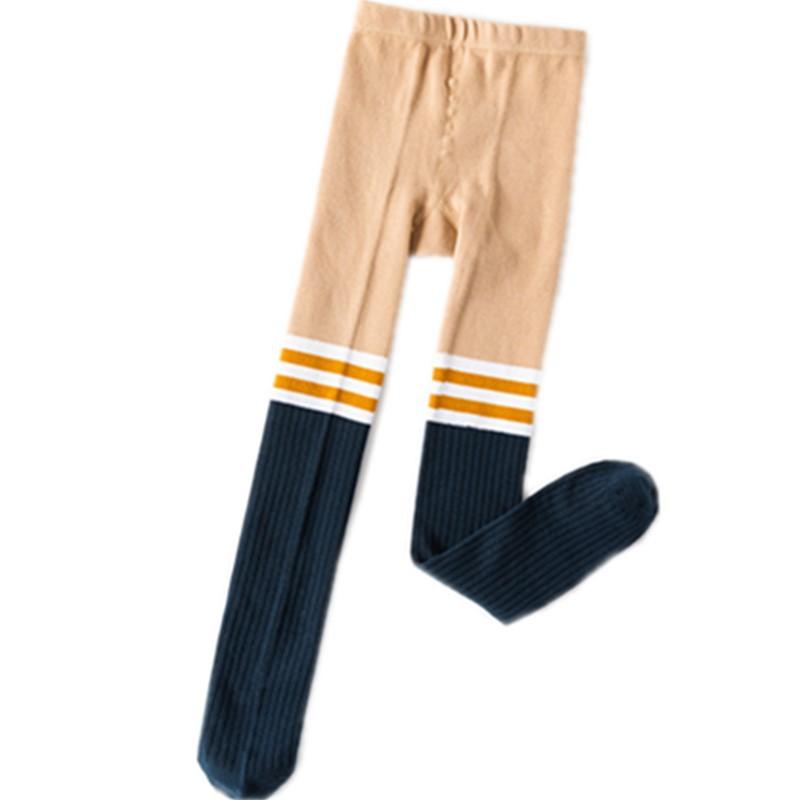 子供用レギンス スパッツ 女の子 春秋 通園 通学 ストライプ 配色 切り替え 学院風 薄手