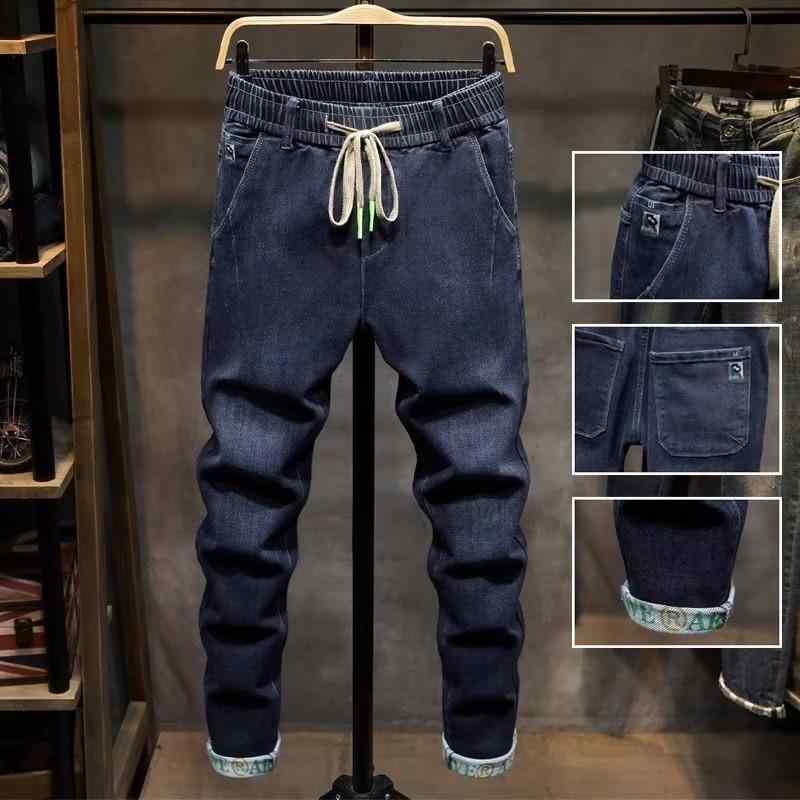 デニム メンズ テーパード ジーンズ 春秋 コットン混紡 ウエストゴム ストレート 伸縮性 スポーツ 普段使い デイリーユース ブルー