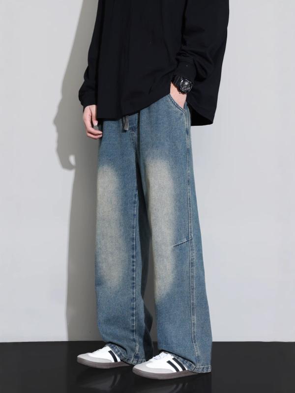 デニム メンズ 水洗い加工 ストレートパンツ カーゴパンツ ビッグサイズ ジーパン ジーンズ ボトムス レトロ ウォッシュ加工 コットン ゆったり ワークパンツ 春