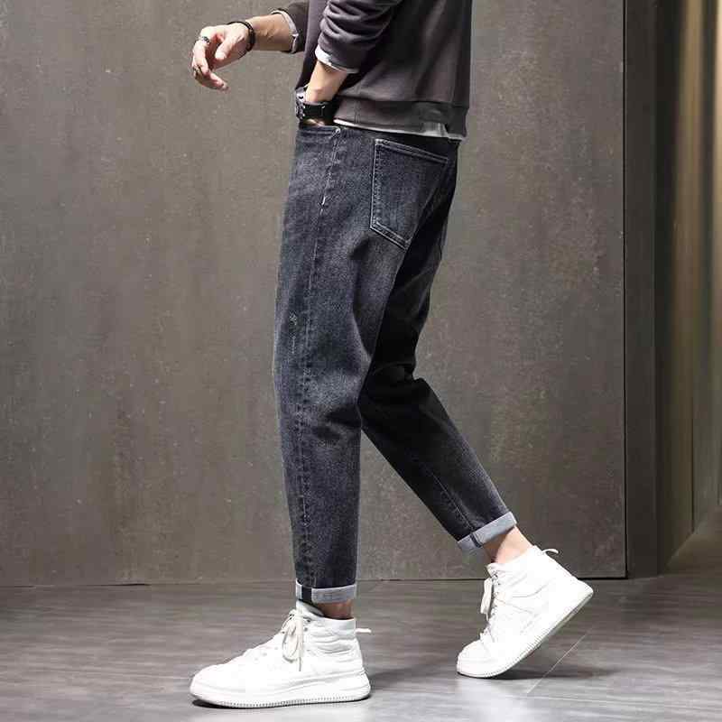 デニム メンズ ストレート ジーンズ 伸縮性 黒グレー ジーパン ズボン パンツ 男性用 リラックス ゆったり カジュアル スタイル