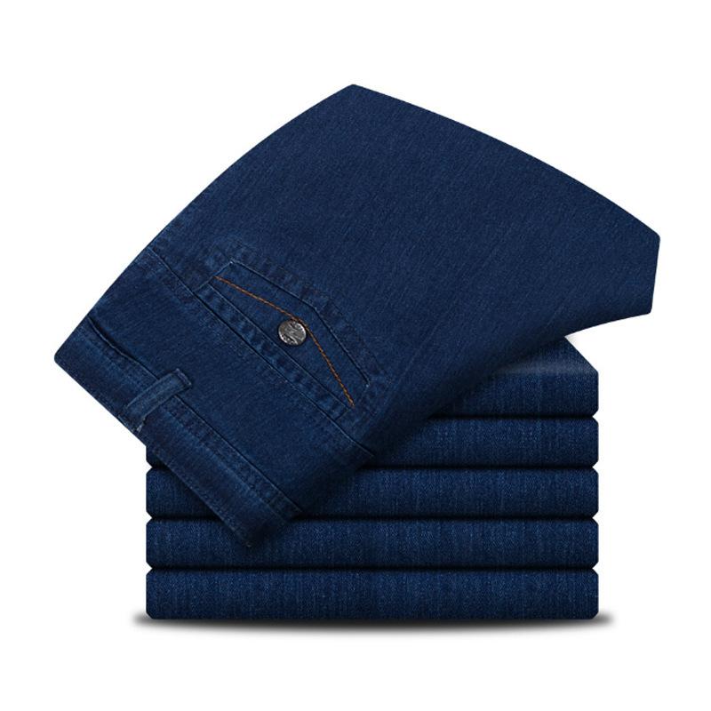 Pants - デニム メンズ デニムパンツ ストレート ゆったり 伸縮性 高齢者向け 高腰 薄手 厚手 春夏 秋冬 ウォッシュ加工 普段使い 30 31 32 33 34 35 36 37 38 39 40 ダークブルー ライトブルー