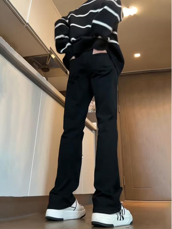 ジーンズ メンズ スリムフィット ストレート ブラック デニムパンツ ウォッシュ加工 高腰 ジーパン カジュアル おしゃれ アメカジ