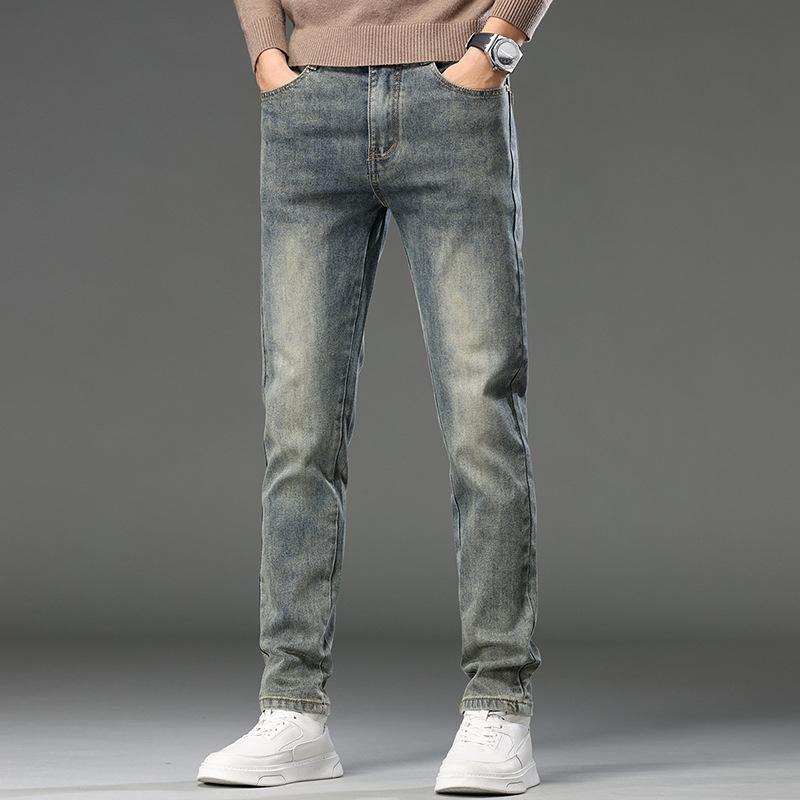 デニム メンズ ストレートパンツ ジーンズ ジーパン 男性用 伸縮性 水洗い加工 ウォッシュ加工 カジュアルパンツ 黒 ブラック 青 ブルー グレー 灰色 コットン 綿