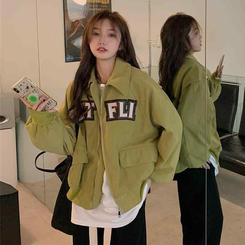 スタジャン レディース コーデュロイ 野球 アウター 秋冬 ゆったり レトロ ロゴ 長袖 トップス ブラック グリーン ベージュ 綿 ポリエステル 普段使い(4.0)