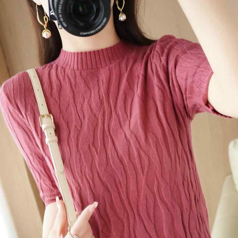 ・カテゴリ: セーター・素材: ポリエステル・柄: 幾何学模様・厚さ: 普通・スタイル: 通勤・袖丈: 五分袖・ネックライン: ラウンドネック・カラー: 紫, マスタードイエロー, 湖グリーン, ベージュ, デニムブルー, ピンク, マゼンタ, 孔雀ブルー, コーヒー, 白, 黒・サイズ: S, M, L, XL, XXL・袖のタイプ: レギュラー袖・着丈: 普通(50cm<着丈≤65cm)・流行の要素: フリル・その他繊維: コーデュロイ・フロント: プルオーバー