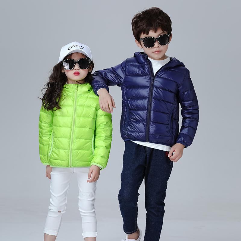 Coat - 子供服 アウター 子供用 ダウンジャケット キッズ 男女兼用 中綿 ショート丈 フード付き 薄手 秋冬 ブラック レッド オレンジ グリーン ブルー ピンク パープル 100cm 110cm 120cm 130cm 140cm 150cm 160cm