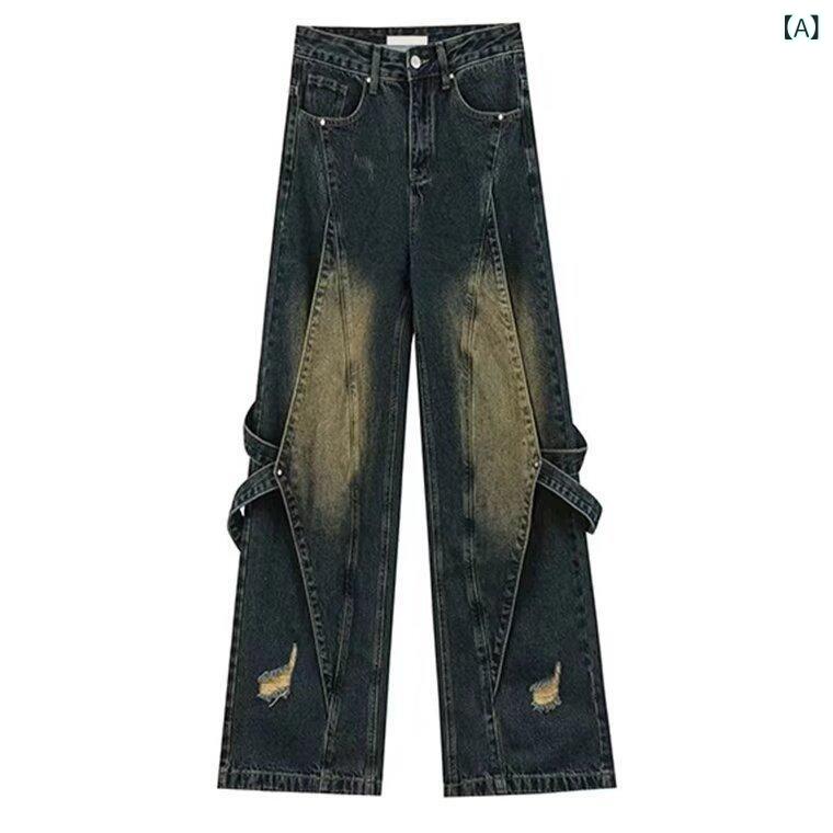 Pants - ジーンズ メンズ デニムパンツ ストレート ウォッシュ加工 ローライズ 薄手 ジーパン ズボン アメカジ カジュアル ブルー ブラック S M L XL 2XL 3XL