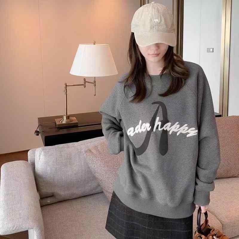 トレーナー レディース 韓国風 ゆったり スウェットシャツ 秋冬 裏起毛 あったか トップス 長袖 ラウンドネック コーデュロイ コットン 灰色 紫