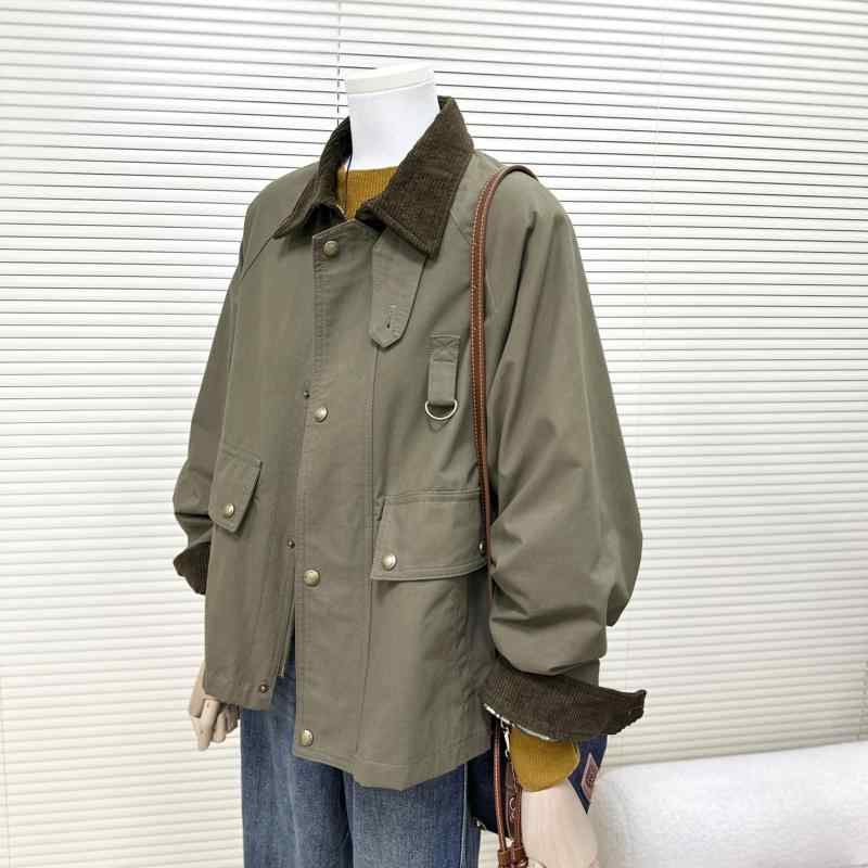 ジャケット レディース ミリタリーグリーン コーデュロイ 切り替え ブルゾン ゆったり 長袖 トップス アウター