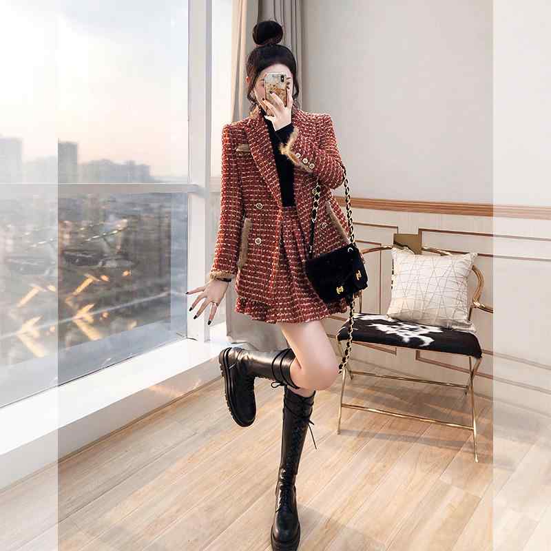 楽天市場】チェック スカート 赤（スーツ・セットアップ｜レディース