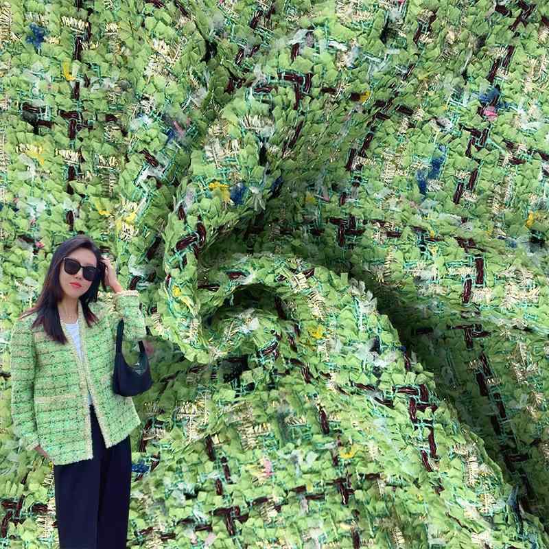 ワンピース レディース セットアップ 格子柄 粗紡 ツイード 織り生地 ヨーロッパ風 緑 グリーン アウター パンツ 普段使い