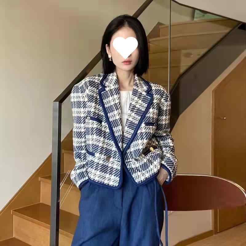 セットアップ レディース 春秋冬 ブルー系 ツイード ジャケット パンツ 上下セット 長袖 ズボン オフィスカジュアル 通勤 きれいめ