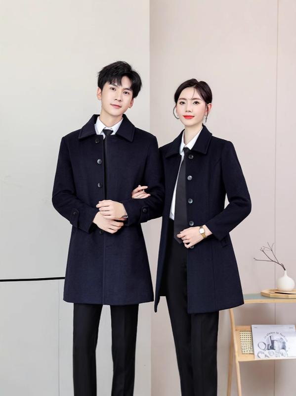 ワークウェア 男女兼用 厚手 大堂マネージャー 販売受付 職業着 モデルハウス ウールコート 作業服