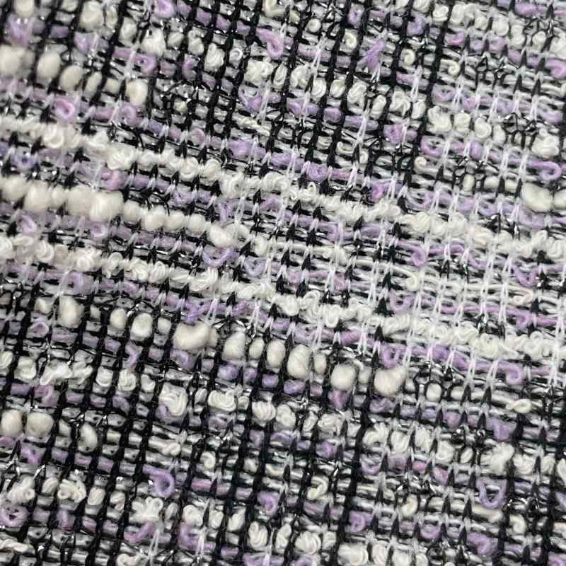 生地 ニット レディース 小香風 提花 ストレッチ ポリエステル 人棉 スパンデックス 服地 黒紫色 黄粉 ..