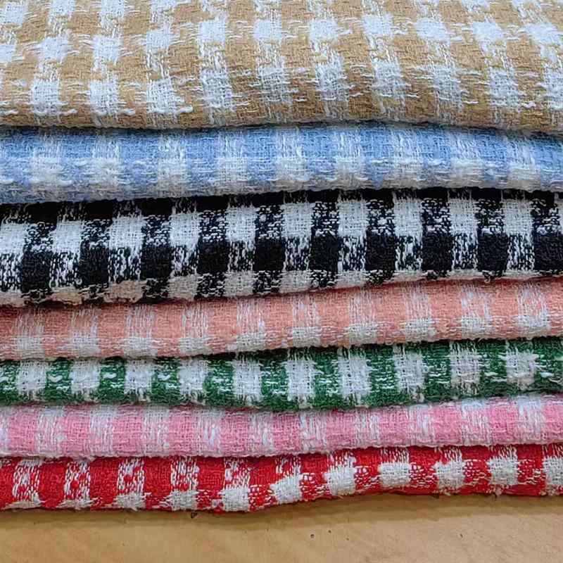 生地 千鳥格子 ウール ポリエステル混紡 秋冬 パンツ ベッド用品 ソファ
