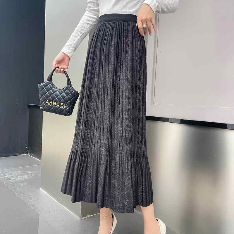 スカート レディース パイナップルプリーツ ベロア ロングスカート 秋冬 シンプル きれいめ プリーツスカート ポリエステル ブラック ブラウン レッド