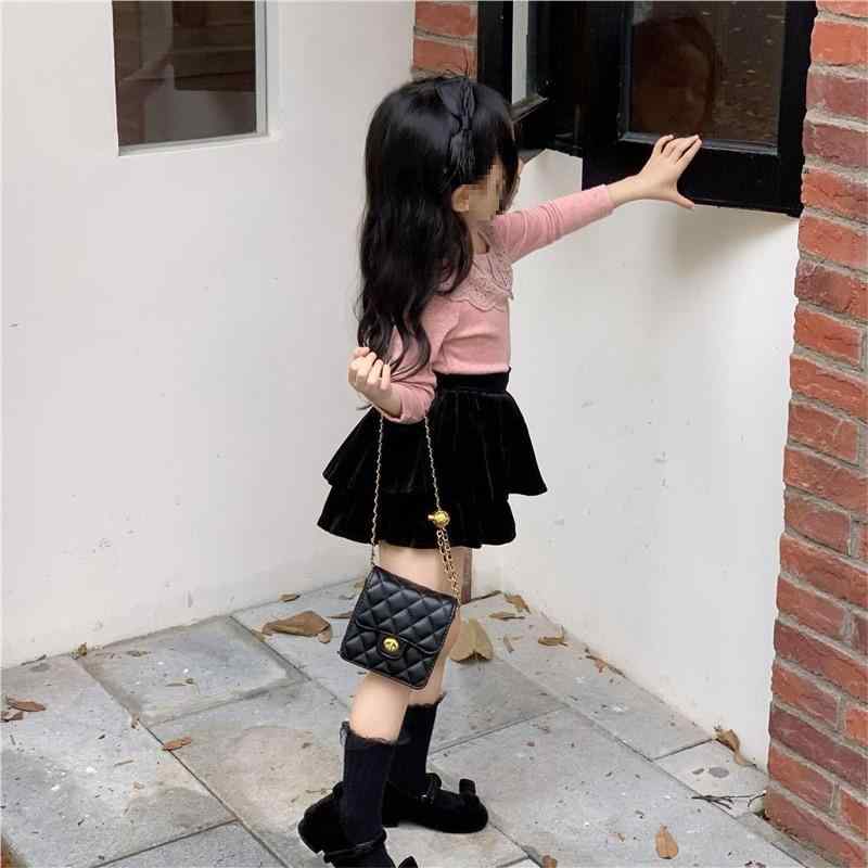 子供服 スカート 女の子 ベルベット Aラインスカート 秋冬 法式ブラック 100cm 110cm 120cm 130cm 140cm