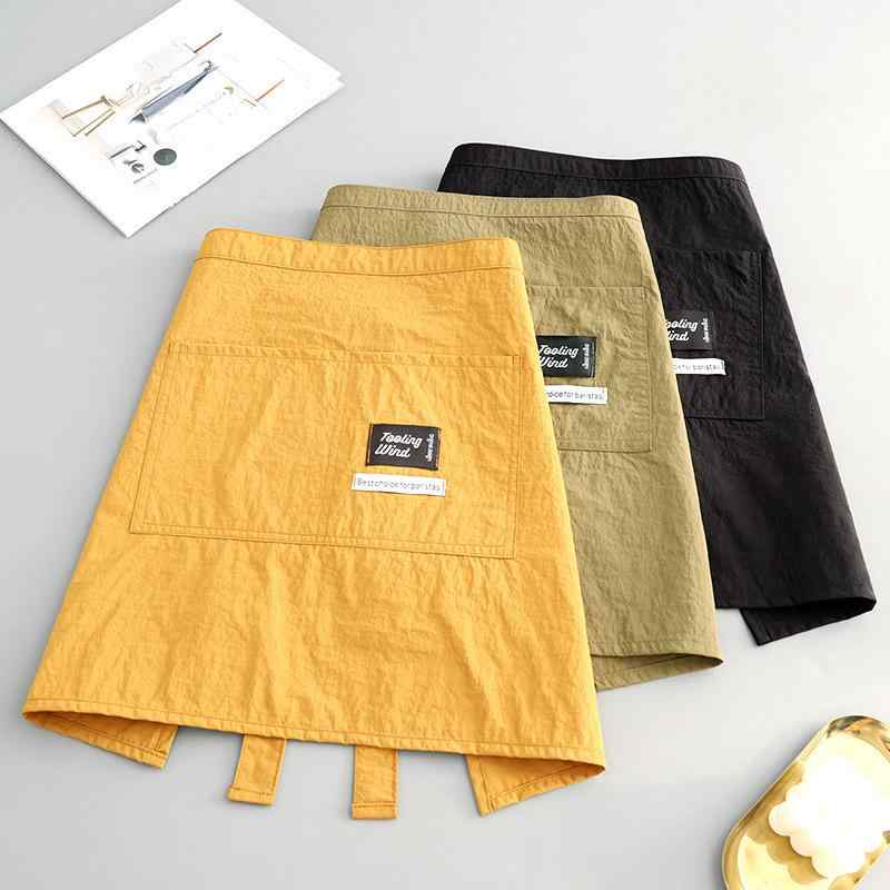 エプロン 男女兼用 防汚 撥水加工 ハーフエプロン 料理用 カフェ 飲食店 制服 ユニフォーム 作業着 無..