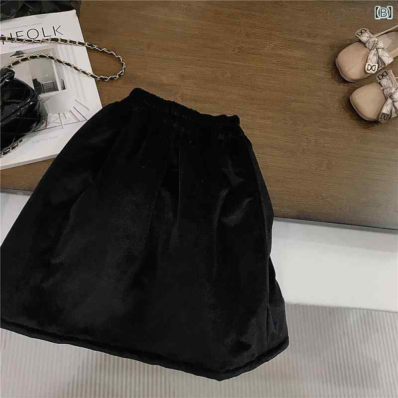 シャドーテールの子供用ベスト 女の子用 中綿入り タンクトップ ジャケット チャイナドレス風 厚手 秋冬 ベスト シルク ベルベット スカート セットアップ 普段着 宝藍色 黒｜アングル3