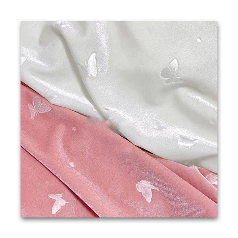 生地 布地 秋冬 バタフライ柄 ちょうちょ柄 蝶柄 ベロア ベルベット チャイナドレス スカート パジャマ 古風 ポリエステル スパンデックス