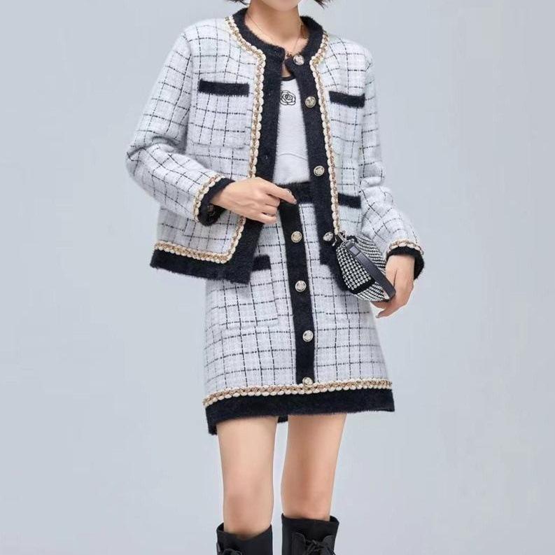 セットアップ レディース 秋冬 ツイード ジャケット スカート 上下セット ミディアム丈スカート 長袖 トップス アウター きれいめ おしゃれ かわいい